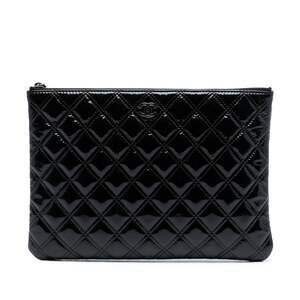 Chanel O Case Clutch Quilted Patent #246593C10B